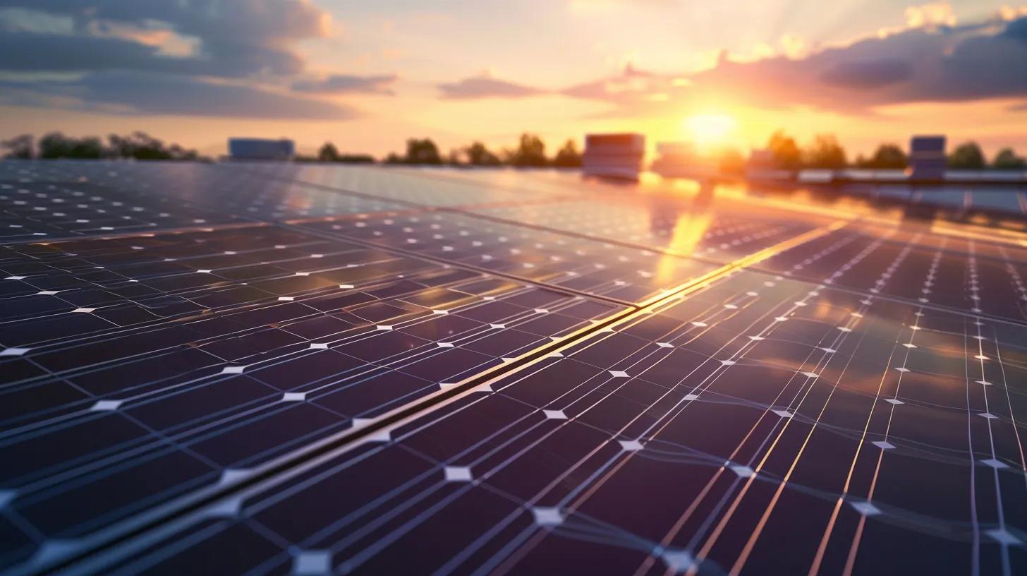 a modern urban rooftop showcases a row of gleaming solar panels under a bright, clear sky, emphasizing their need for regular maintenance in a sun-soaked environment.