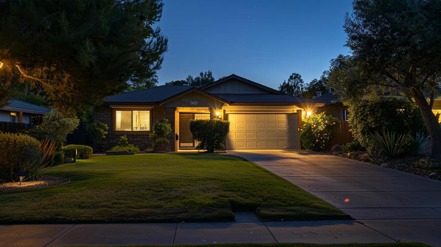 a pristine, freshly pressure-washed home exterior gleams under bright, artificial lighting, showcasing immaculate surfaces free from mildew and dirt, inviting admiration from an urban sidewalk.